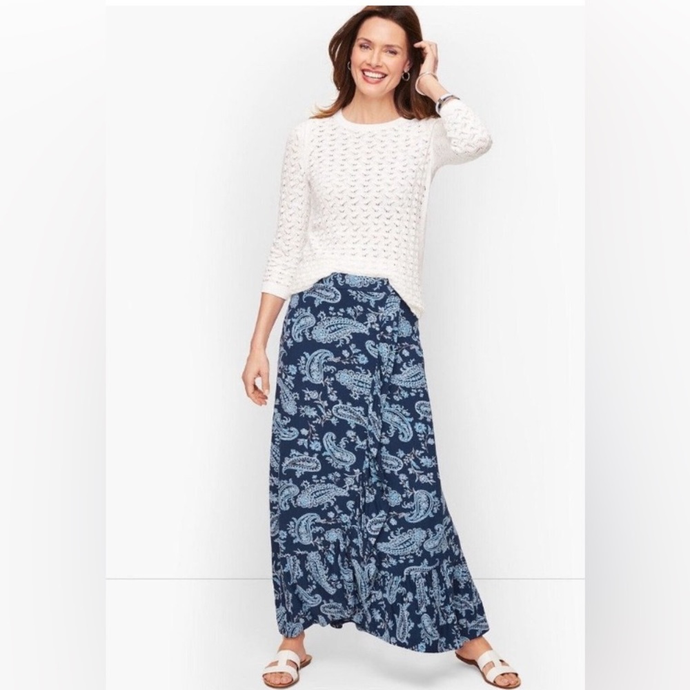 Talbots Paisley Flowy Mock Wrap Maxi Skirt size Small